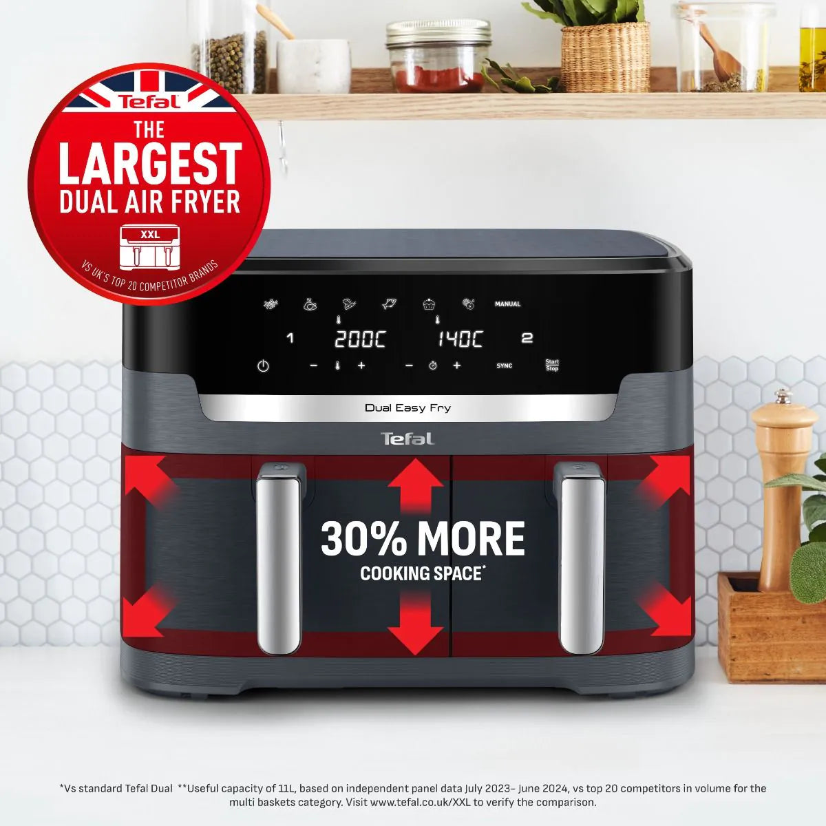 Easy Fry Dual XXL EY942BG0 Air Fryer - Java Pepper 11L